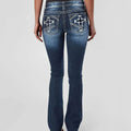 Women's Bootcut Jeans with Cross Embroidery