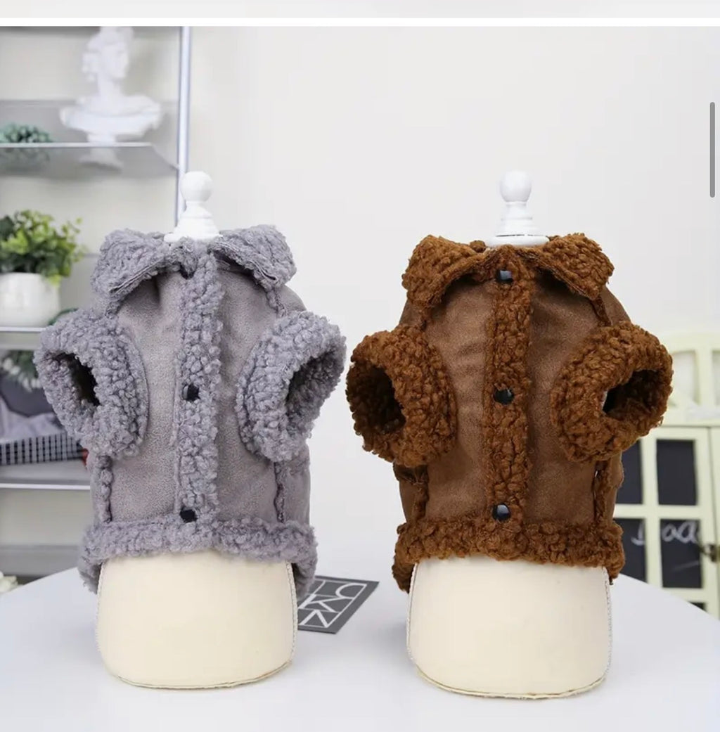 Cozy Sherpa-Lined Pet Vest with Harness