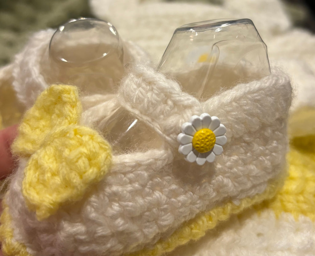 Hand Made Crochet Baby Dress Set - Sunshine & Bows