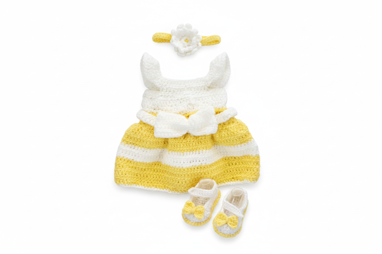 Corrected crochet baby dress set