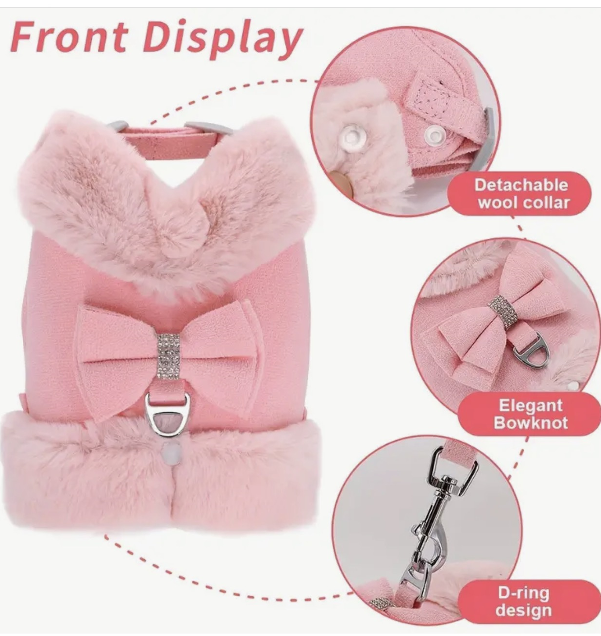 Bow-tiful Fur Harness Vest for Dogs & Cats