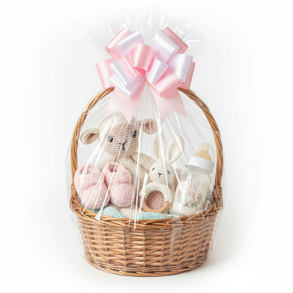 Easter Baby Gift Basket with Lamb Blanket