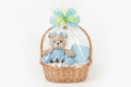 Gift Basket with Teddy Bear and Matching Blanket