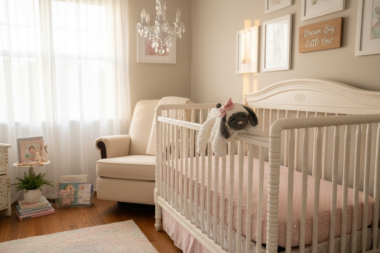 Lamb Lovey Blanket in Elegant Nursery